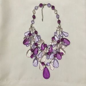 Purple, lavender & clear prism teardrop necklace.